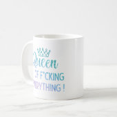 Königin von f*cking alles ! Rainbow Glitzer Kaffeetasse (Vorderseite Links)