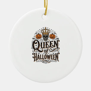 Königin von Halloween Vintage Schädel Kürbis Shirt Keramik Ornament