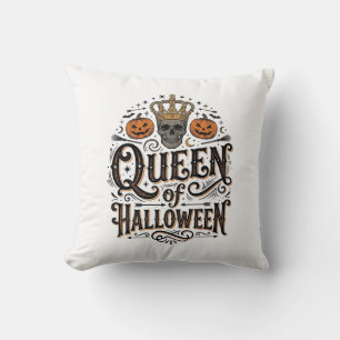 Königin von Halloween Vintage Schädel Kürbis Shirt Kissen