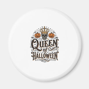 Königin von Halloween Vintage Schädel Kürbis Shirt Magnet