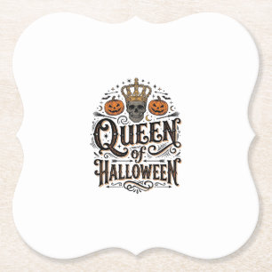 Königin von Halloween Vintage Schädel Kürbis Shirt Untersetzer