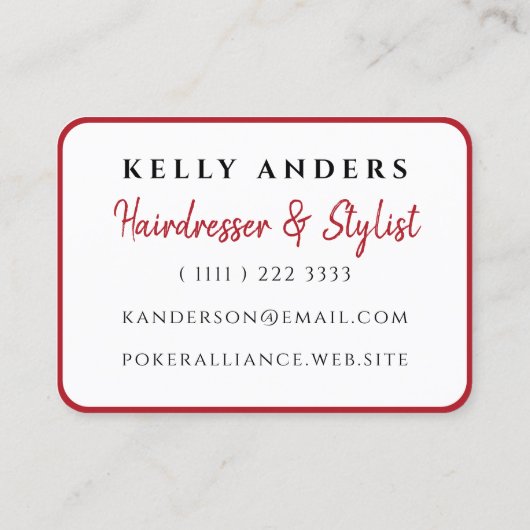 Königin von Hearts Moderner Friseur für weibliches Visitenkarte (Rückseite)