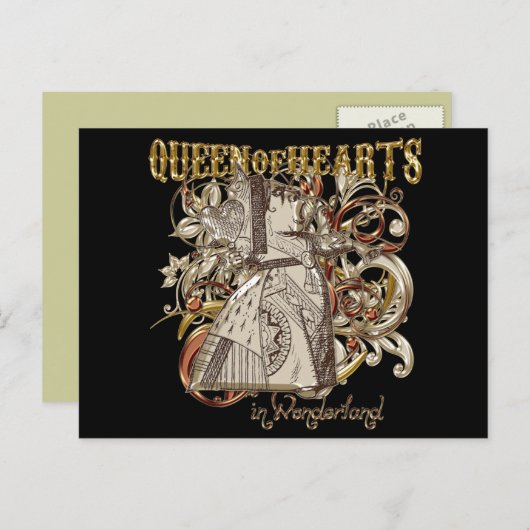 Königin von Herz-Karnevale-Stil (Goldene Version) Postkarte (Vorne/Hinten)