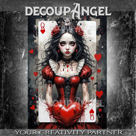 Königin von Herzen #3 - Decoupage- Seidenpapier