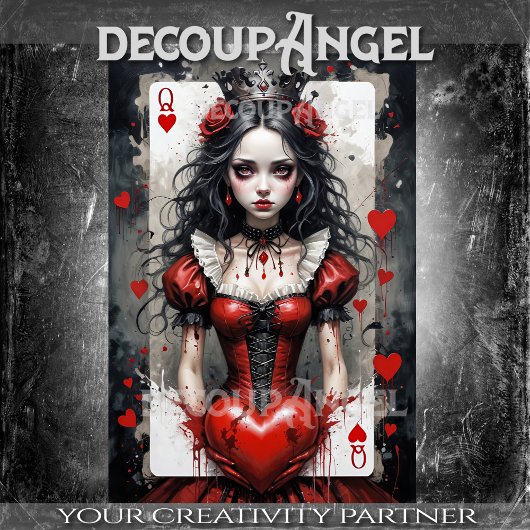 Königin von Herzen #3 - Decoupage- Seidenpapier