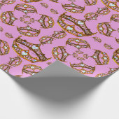 Königin von Herzen Gold Kronen Tiaras lilac Gesche Geschenkpapier (Ecke)