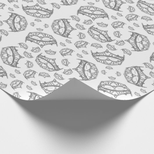 Königin von Herzen Silber Kronen Tiaras Geschenkpa Geschenkpapier (Ecke)