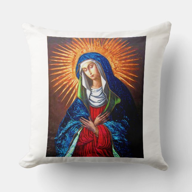 Königin von Himmel Original Malerei restauriertes  Kissen (Vorderseite)