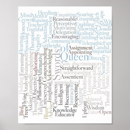 Königin von Schwertern Rider-Waite-Tarot-Kartensch Poster (Vorne)