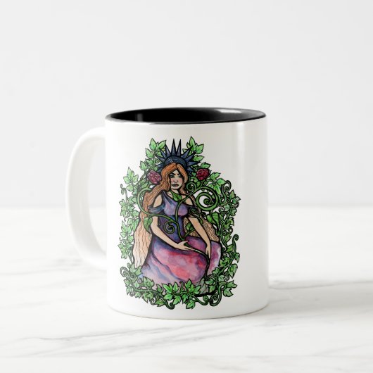 Königin von Wands Tarot Goddess Zweifarbige Tasse (Vorderseite Links)