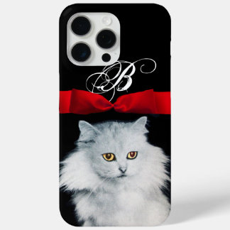 KÖNIGIN VON WEISSEN KATZEN MIT ROTEM RIBONNER MONO iPhone 15 PRO MAX HÜLLE