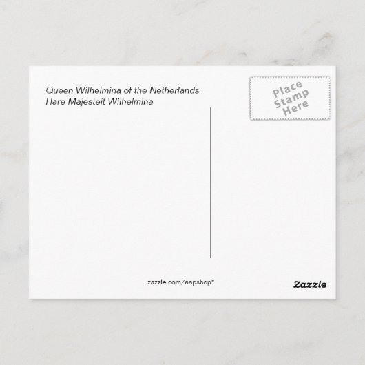 Königin Wilhelmina der Niederlande Postkarte (Rückseite)
