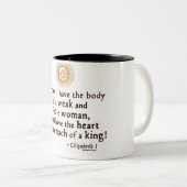 KöniginElizabeth I Tilbury-Zitat Zweifarbige Tasse (VorderseiteRechts)