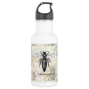 Königinnen-Bienen-Käfer-Insekt-Antik-Illustration Edelstahlflasche
