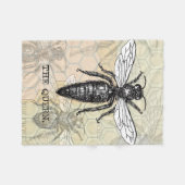 Königinnen-Bienen-Käfer-Insekt-Antik-Illustration Fleecedecke (Vorderseite (Horizontal))