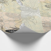 Königinnen-Bienen-Käfer-Insekt-Antik-Illustration Geschenkpapier (Ecke)