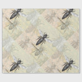 Königinnen-Bienen-Käfer-Insekt-Antik-Illustration Geschenkpapier (Flach)