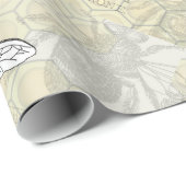 Königinnen-Bienen-Käfer-Insekt-Antik-Illustration Geschenkpapier (Rolleneckpunkt)