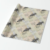 Königinnen-Bienen-Käfer-Insekt-Antik-Illustration Geschenkpapier (Ungerollt)