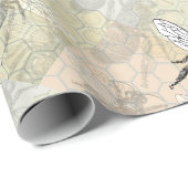 Königinnen-Bienen-Käfer-Insekt-Antik-Illustration Geschenkpapier (Rolleneckpunkt)