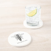 Königinnen-Bienen-Käfer-Insekt-Antik-Illustration Sandstein Untersetzer (Seite)