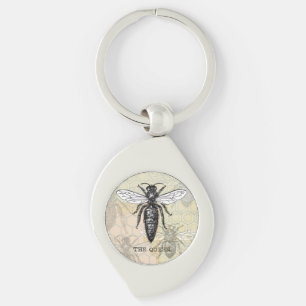 Königinnen-Bienen-Käfer-Insekt-Antik-Illustration Schlüsselanhänger