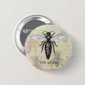 Königinnen-Bienen-Käfer-Insekt-antike-Illustration Button (Vorne & Hinten)
