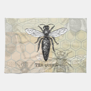 Königinnen-Bienen-Käfer-Insekt-antike-Illustration Geschirrtuch