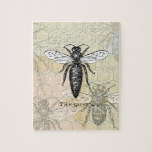 Königinnen-Bienen-Käfer-Insekt-antike-Illustration Puzzle