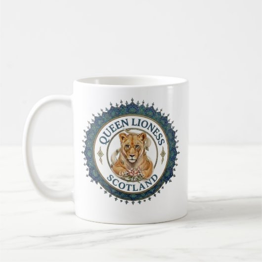Königinnen Löwin. Schottland Kaffeetasse (Links)
