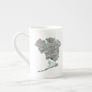 Königinnen, NYC Typografie-Karten-Kunst-Tasse Porzellantasse