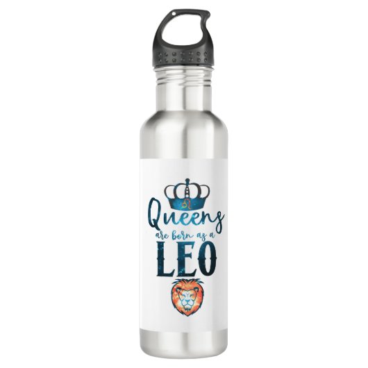 Königinnen sind geboren als LEO-Zodiac-Zeichen Jul Edelstahlflasche (Vorderseite)