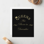 Königinnen sind im Dezember geboren Mitteilungskarte (Vorderseite/Rückseite Beispiel)