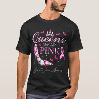 Königinnen tragen rosa Brustkrebs-Bewusstsein T-Shirt
