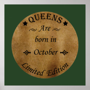 Königinnen werden im Oktober Vintage-Geburtstag ge Poster