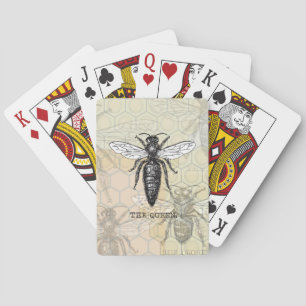 Königinnenbiene Insekt Antiquität Illustration Spielkarten