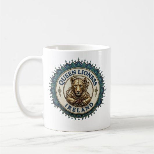 Königinnenlöwin. Irland Kaffeetasse (Links)