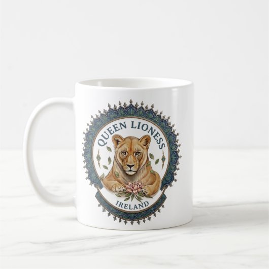 Königinnenlöwin. Irland Kaffeetasse (Links)