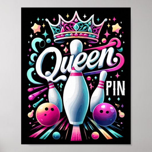 Königinnenshirt-Bowler-Bowlingliga für Bowling Poster (Vorne)