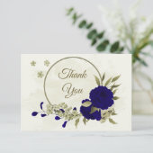 Königlich-beige Blume botanische Hochzeit Dankeskarte (Stehend Vorderseite)