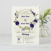 Königlich-beige Blume botanische Hochzeit Einladung (Stehend Vorderseite)