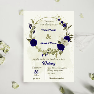Königlich-beige Blume botanische Hochzeit Einladung