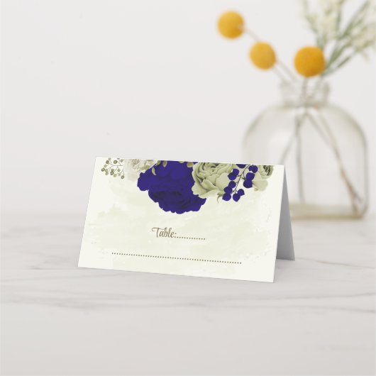 Königlich-beige Blume botanische Hochzeit Platzkarte (Vorderseite)
