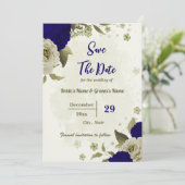 Königlich-beige Blume botanische Hochzeit Save The Date (Stehend Vorderseite)