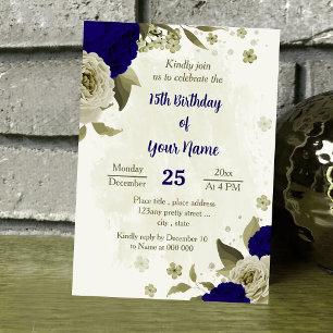 Königlich-beige Blume botanischer Geburtstag Einladung