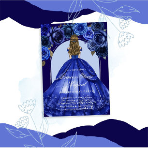 Königlich Blau Elegante Magische Prinzessinnen-Par Einladung