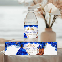 Königlich Blau Gold Cowboy Quinceañera Wasser Etik