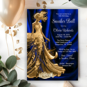 Königlich Blau Gold Eleganter Sneaker Ball Einladung