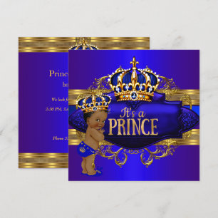 Königlich Blau Gold Prinz Baby Shower Ethnisches I Einladung