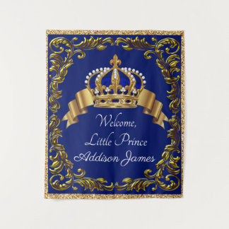 Königlich Blau Gold Prinz Baby Shower Hintergrund Wandteppich